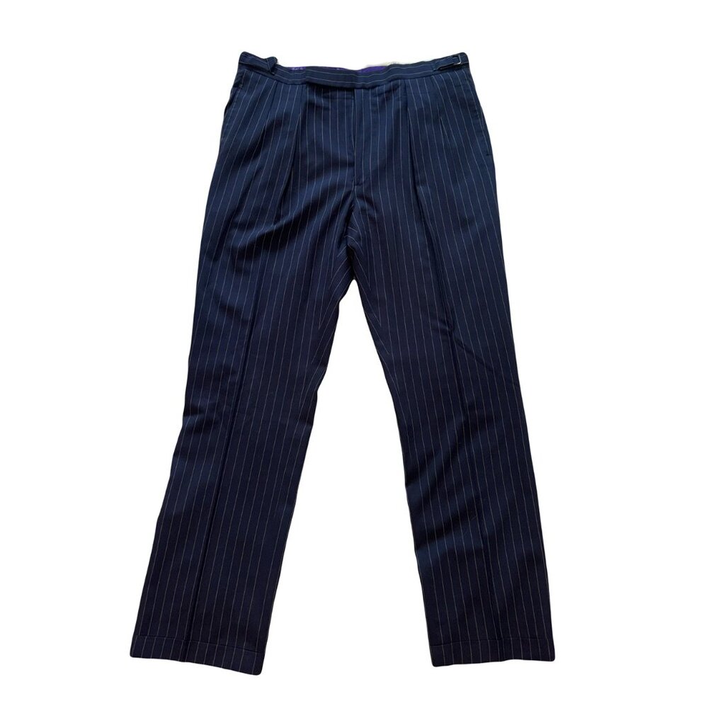 Ralph Lauren Purple Label Wool-Cashmere Pinstripe Pants